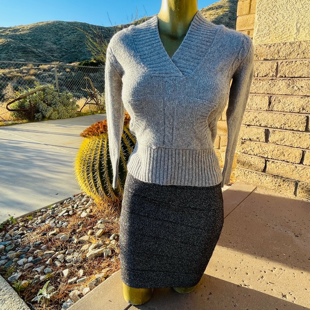 SUZY SHIER Bandage Style Pewter BODYCON Pencil SKIRT Size Medium